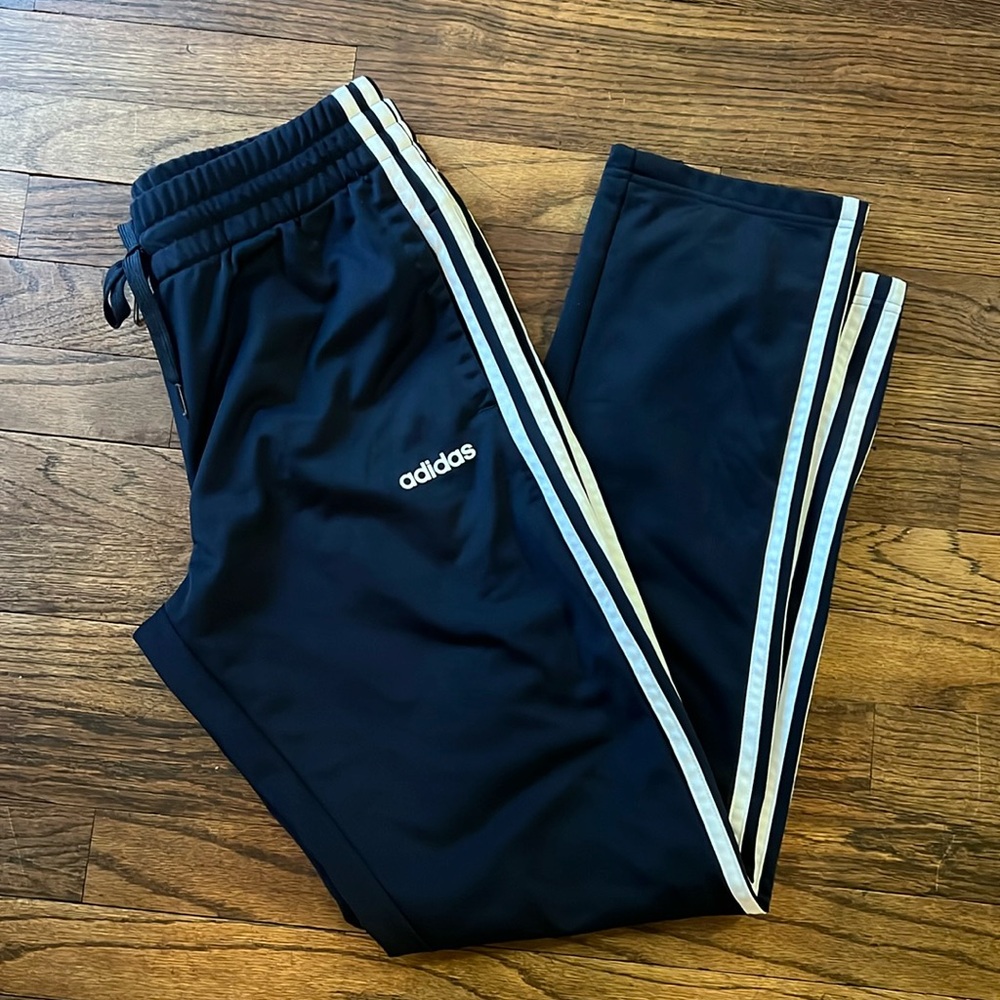 adidas Navy Track Pants with White Triple Stripes
